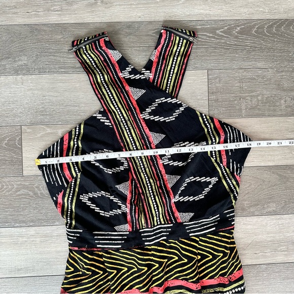 Anthropologie Elevenses Amapa Black Tribal Print Crossfront Wide Leg Jumpsuit 8 - Picture 13 of 16